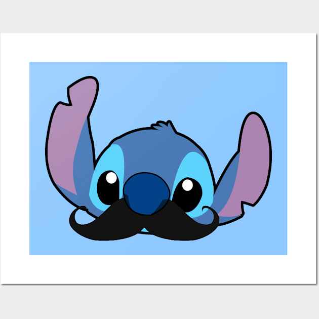 Stitch Mustache Wall Art by LuisP96